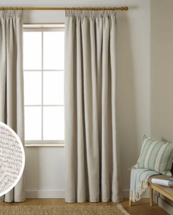 Habitat Herringbone Pencil Pleat Curtains - Cream -117x137cm