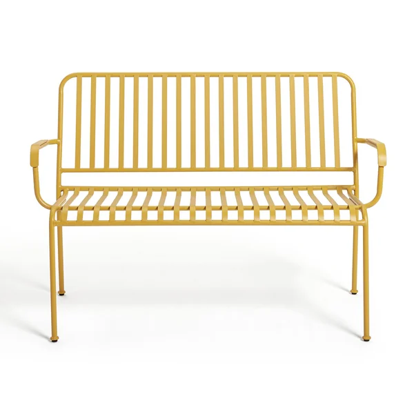 Habitat Indu 2 Seater Metal Garden Bench - Yellow