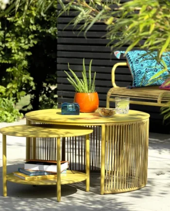 Habitat Ipanema Metal Garden Coffee Table - Yellow