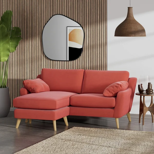 Habitat Ivor Left Hand Corner Sofa - Papaya - Ash Leg