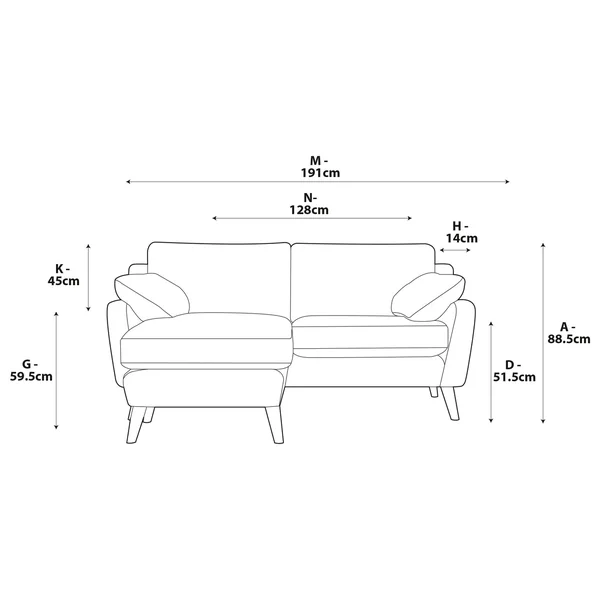 Habitat Ivor Left Hand Corner Sofa - Papaya - Ash Leg