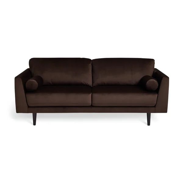 Habitat Jacob Velvet 3 Seater Sofa - Chocolate