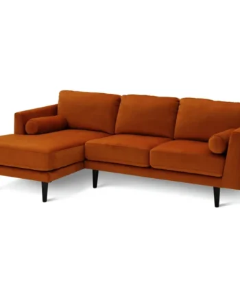 Habitat Jacob Velvet Left Hand Corner Sofa - Orange