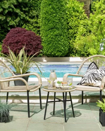 Habitat Java 2 Seater Metal Garden Bistro Set - Natural