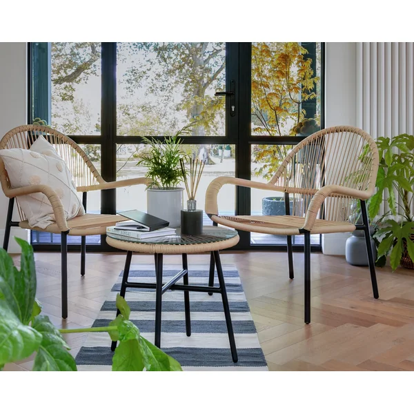 Habitat Java 2 Seater Metal Garden Bistro Set - Natural