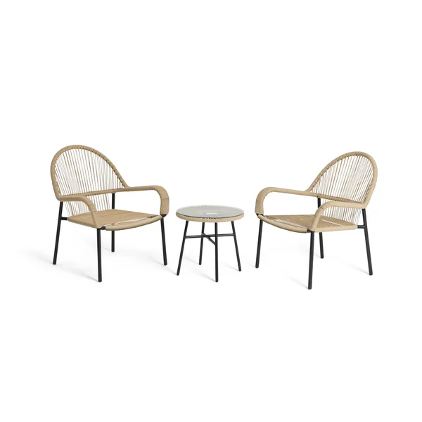 Habitat Java 2 Seater Metal Garden Bistro Set - Natural
