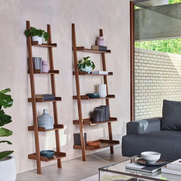 Habitat Jessie Tall & Narrow Ladder Shelf - Walnut Veneer