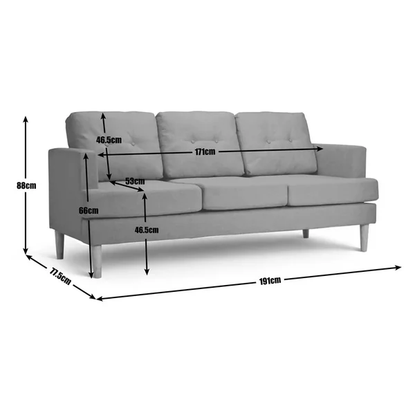 Habitat Joshua Fabric 3 Seater Sofa - Charcoal