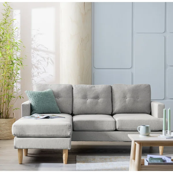 Habitat Joshua Fabric Reversible Corner Sofa - Light Grey
