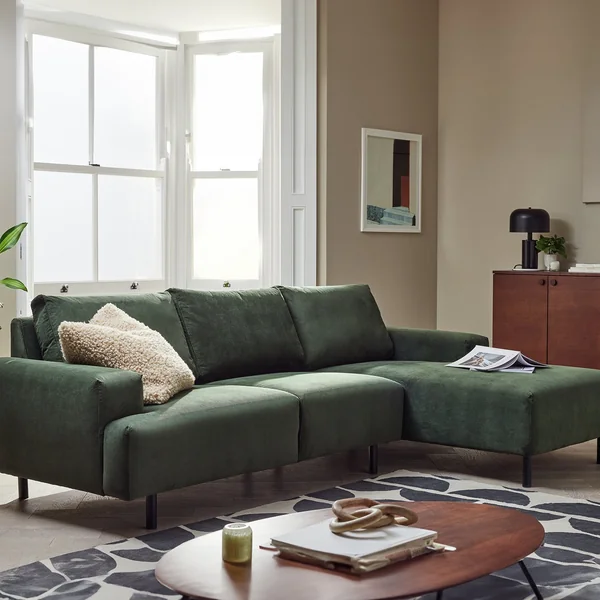 Habitat Julien Fabric Right Hand Corner Chaise Sofa - Green