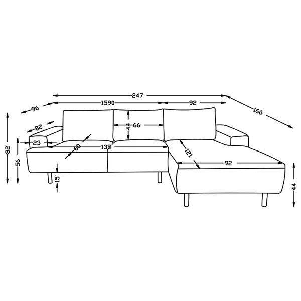 Habitat Julien Fabric Right Hand Corner Chaise Sofa - Green
