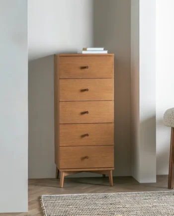 Habitat Kirk Oak 5 Drawer Tallboy - Natural