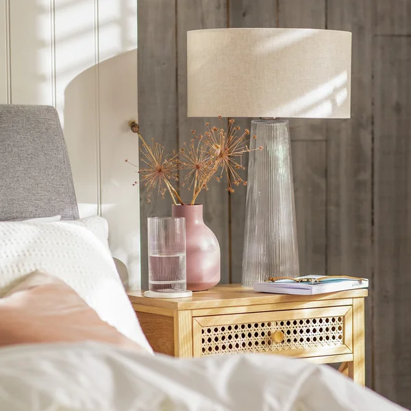 Habitat Le Marais XL Ribbed Glass Table Lamp Base Only-Clear