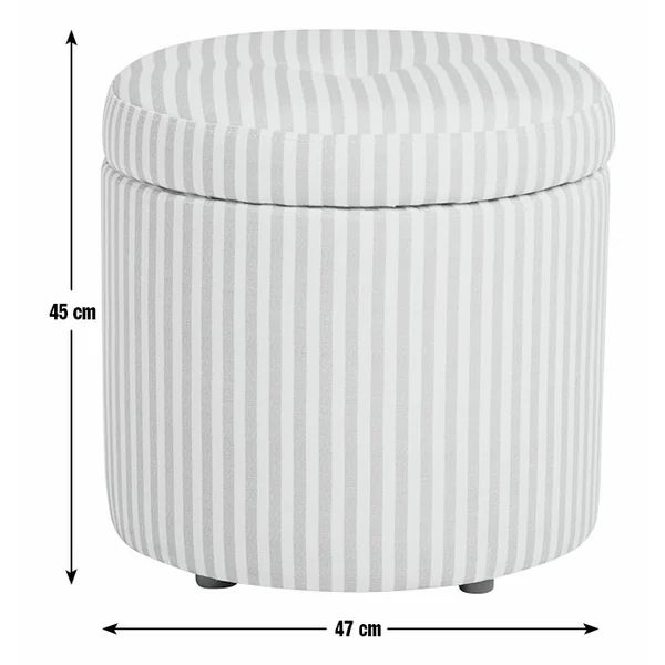 Habitat Leo Fabric Storage Ottoman - Blue & White