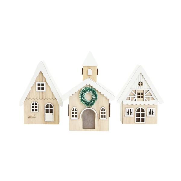 Habitat Light Up Wooden Cottage Set Christmas Decoration