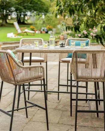 Habitat Malta 4 Seater Rattan Effect Garden Bar Set -Natural