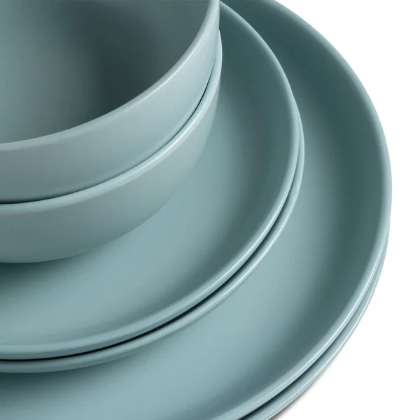 Habitat Matte Glaze 12 Piece Stoneware Dinner Set - Duck Egg