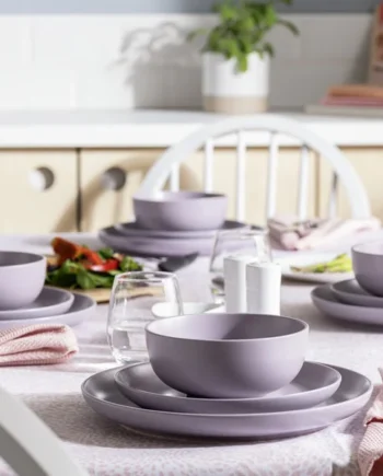 Habitat Matte Glaze 12 Piece Stoneware Dinner Set - Lilac