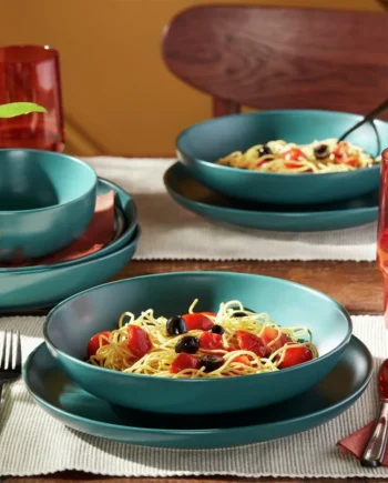 Habitat Matte Glaze 12 Piece Stoneware Dinner Set - Teal