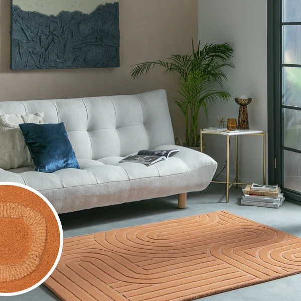 Habitat Mirage Carved Ginger Rug - 120x170cm
