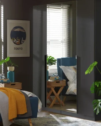 Habitat Munich 4 Door 2 Mirror Wardrobe - Anthracite