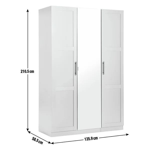 Habitat Munich Panelled 3 Door Mirror Wardrobe - Anthracite