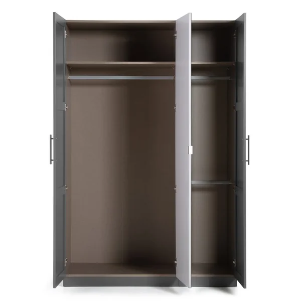 Habitat Munich Panelled 3 Door Mirror Wardrobe - Anthracite