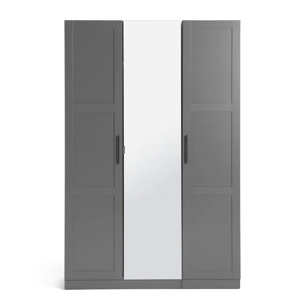 Habitat Munich Panelled 3 Door Mirror Wardrobe - Anthracite