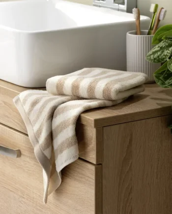 Habitat Oatmeal Stripe 2 Pack Face Cloth