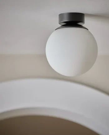 Habitat Opal Glass Bathroom Flush Ceiling Light - Black