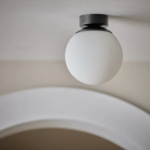 Habitat Opal Glass Bathroom Flush Ceiling Light - Black