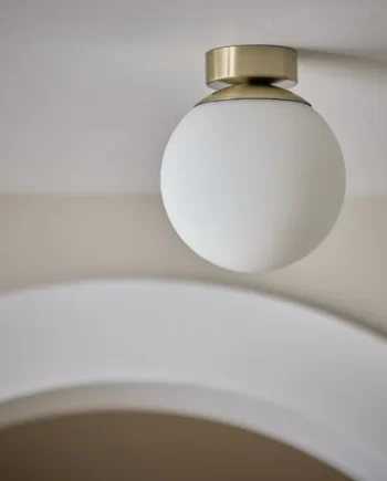 Habitat Opal Glass Bathroom Flush Ceiling Light - Brass