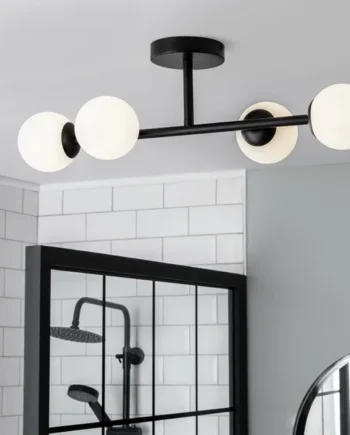 Habitat Opal Metal Bathroom Flush Ceiling Light - Black