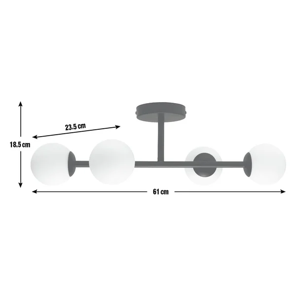 Habitat Opal Metal Bathroom Flush Ceiling Light - Black