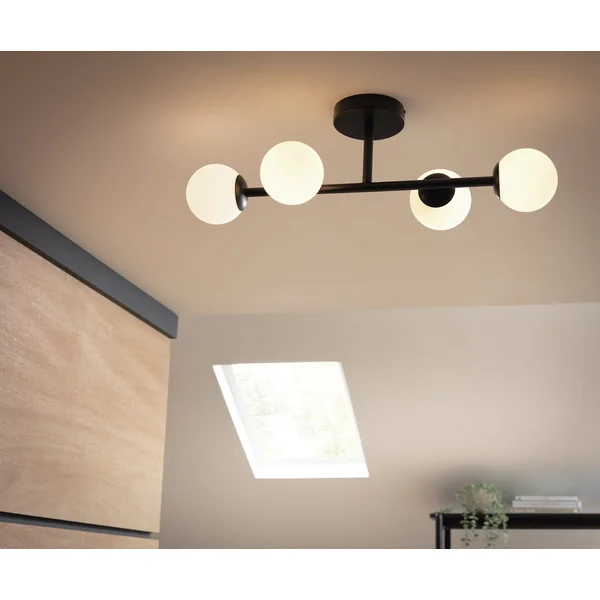 Habitat Opal Metal Bathroom Flush Ceiling Light - Black
