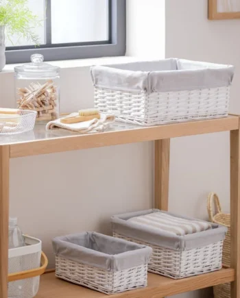 Habitat Pack of 3 Wicker Storage Basket - White