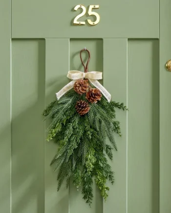 Habitat Pinecone and Cedar with Bow Christmas Swag