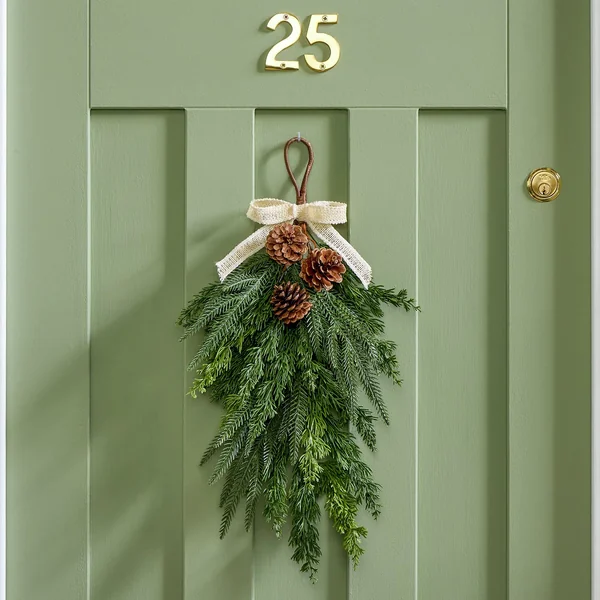 Habitat Pinecone and Cedar with Bow Christmas Swag