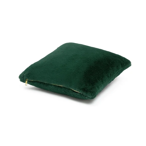 Habitat Plain Faux Fur Cushion - Emerald Green - 43x43cm