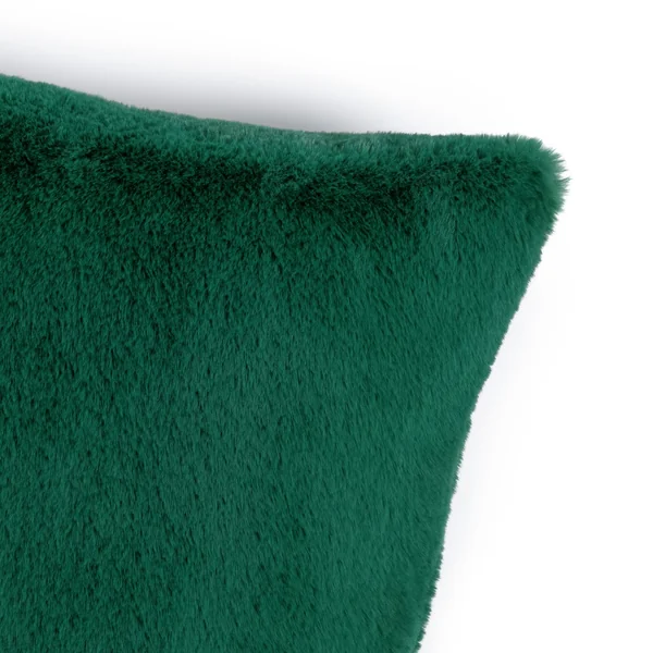 Habitat Plain Faux Fur Cushion - Emerald Green - 43x43cm