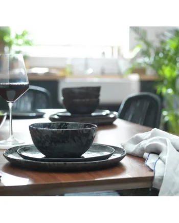 Habitat Preto 12 Piece Stoneware Dinner Set - Black