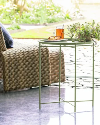 Habitat Pula Folding Metal Garden Side Table - Green