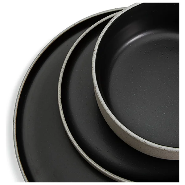 Habitat Raw Edge Speckle 12 Piece Dinner Set - Black