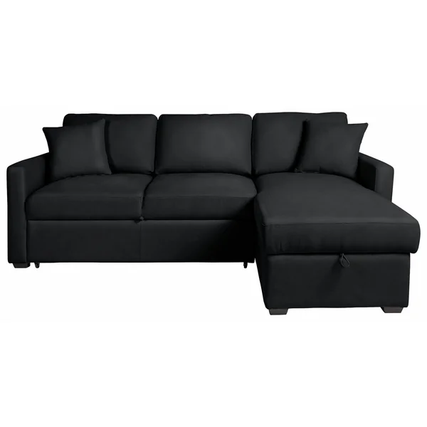 Habitat Reagan Right Hand Faux Leather Storage Sofa Bed - Black