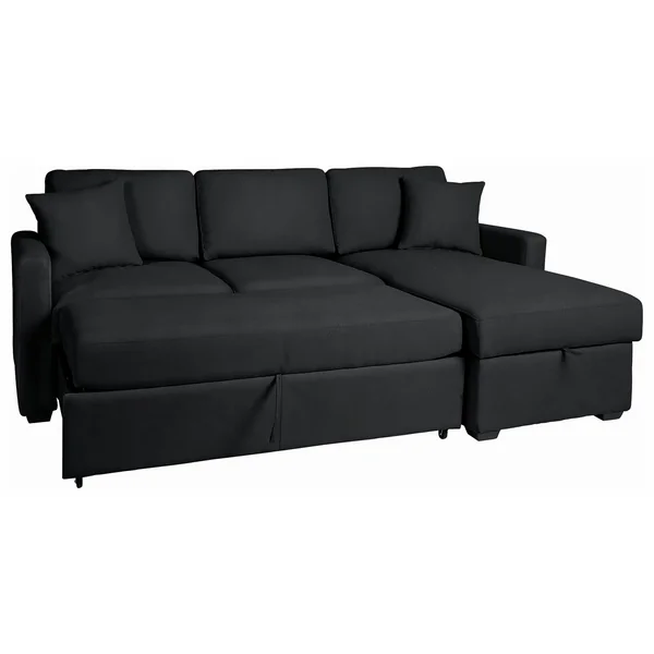 Habitat Reagan Right Hand Faux Leather Storage Sofa Bed - Black