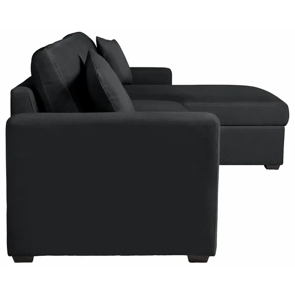 Habitat Reagan Right Hand Faux Leather Storage Sofa Bed - Black