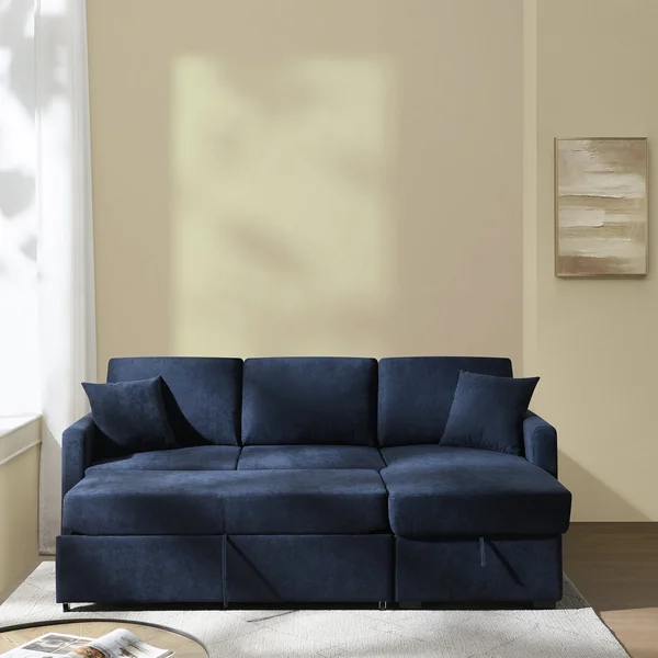 Habitat Reagan Right Hand Storage Chaise Sofa Bed - Navy