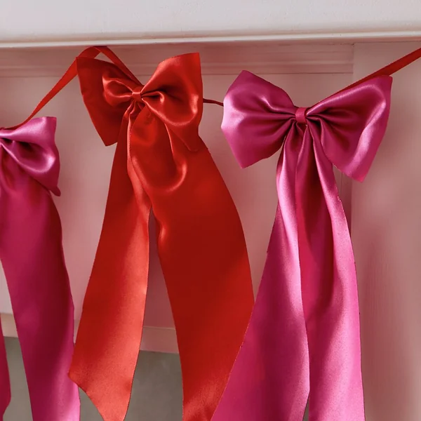 Habitat Red and Pink Satin Bow Christmas Garland