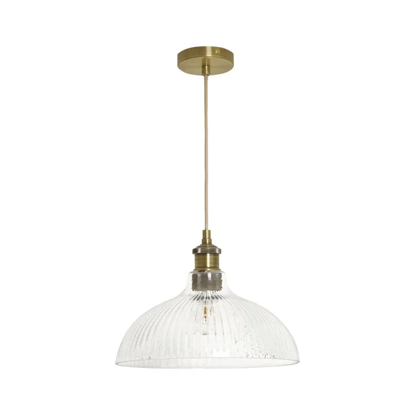 Habitat Ribbed Glass Pendant Ceiling Light - Brass