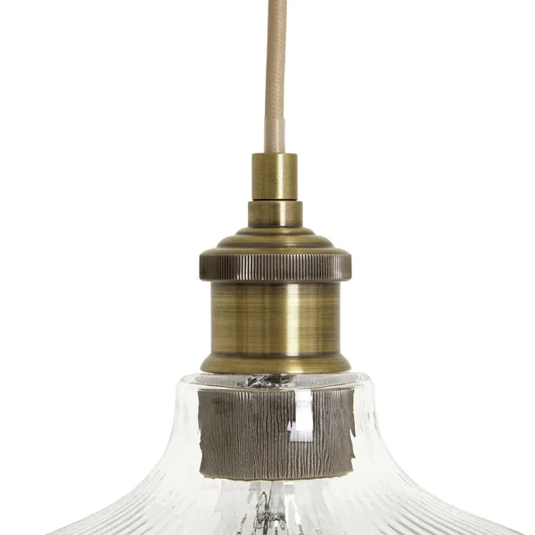 Habitat Ribbed Glass Pendant Ceiling Light - Brass